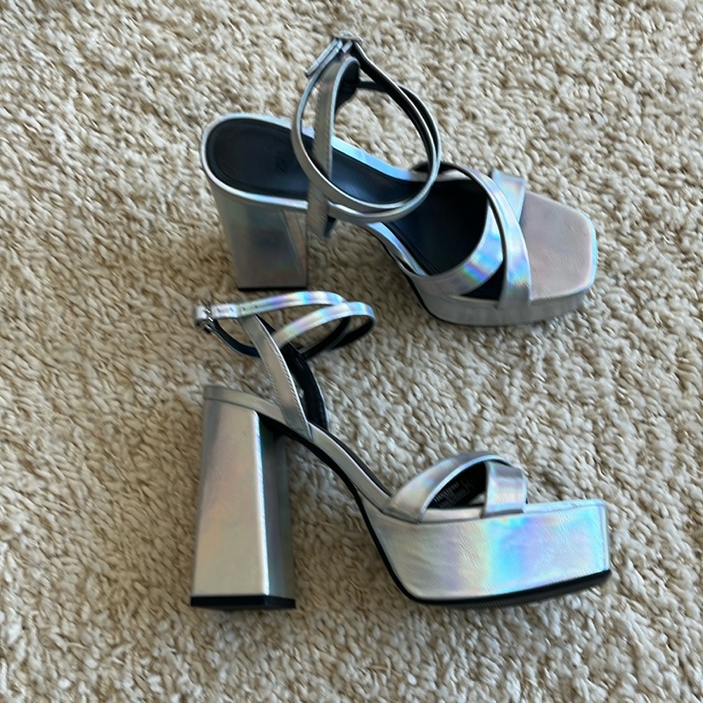 Silver Zara platform sandals